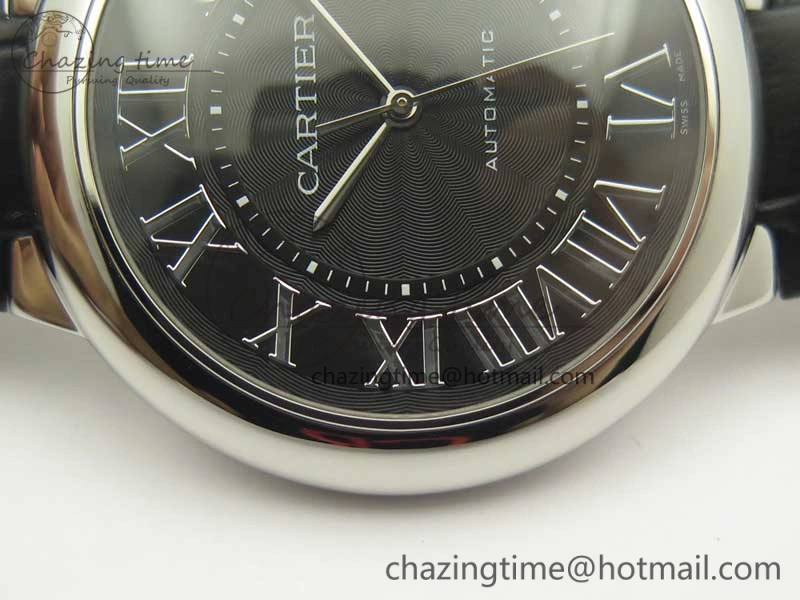 Ballon Bleu 42mm SS AF 1:1 Best Edition Black Texture Dial on Black Crocodile Strap A2892