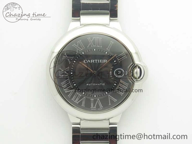 Ballon Bleu 42mm SS AF 1:1 Best Edition Black Texture Dial on SS Bracelet A2892