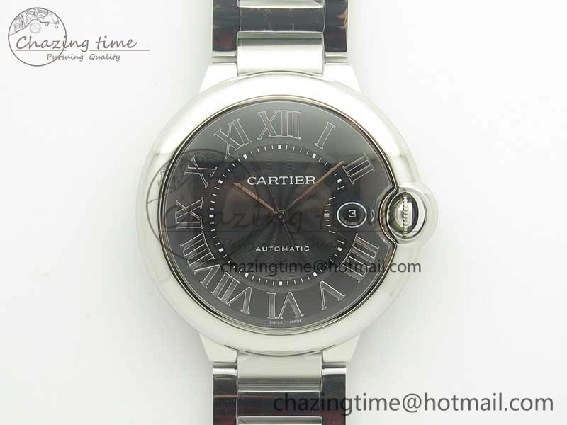 Ballon Bleu 42mm SS AF 1:1 Best Edition Black Texture Dial on SS Bracelet A2892