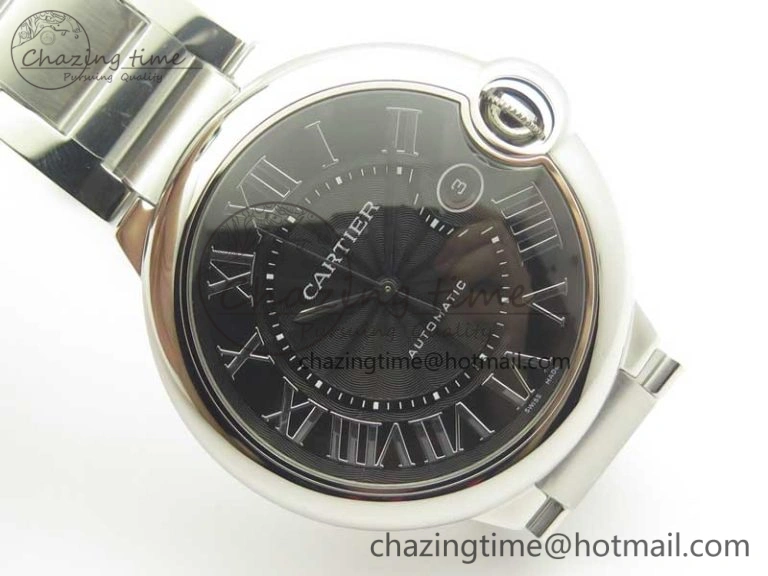 Ballon Bleu 42mm SS AF 1:1 Best Edition Black Texture Dial on SS Bracelet A2892