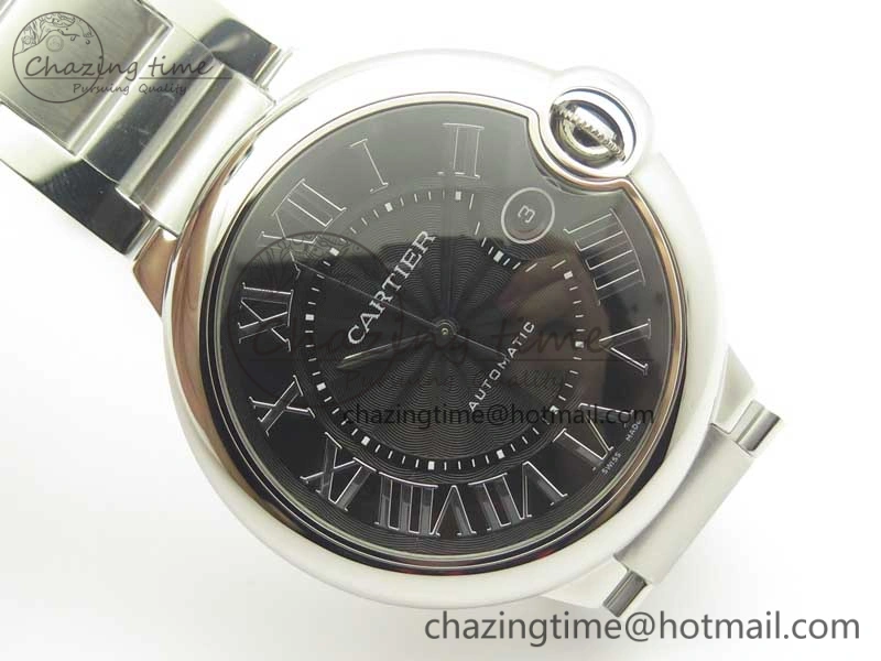Ballon Bleu 42mm SS AF 1:1 Best Edition Black Texture Dial on SS Bracelet A2892