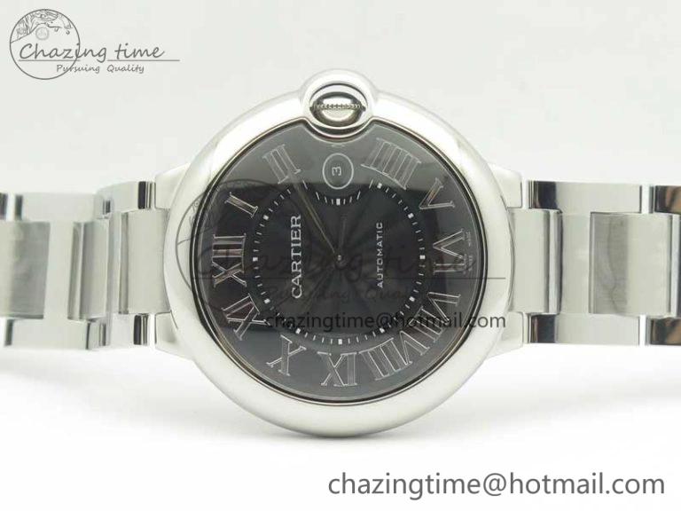 Ballon Bleu 42mm SS AF 1:1 Best Edition Black Texture Dial on SS Bracelet A2892