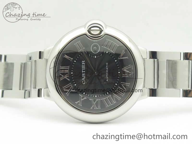 Ballon Bleu 42mm SS AF 1:1 Best Edition Black Texture Dial on SS Bracelet A2892