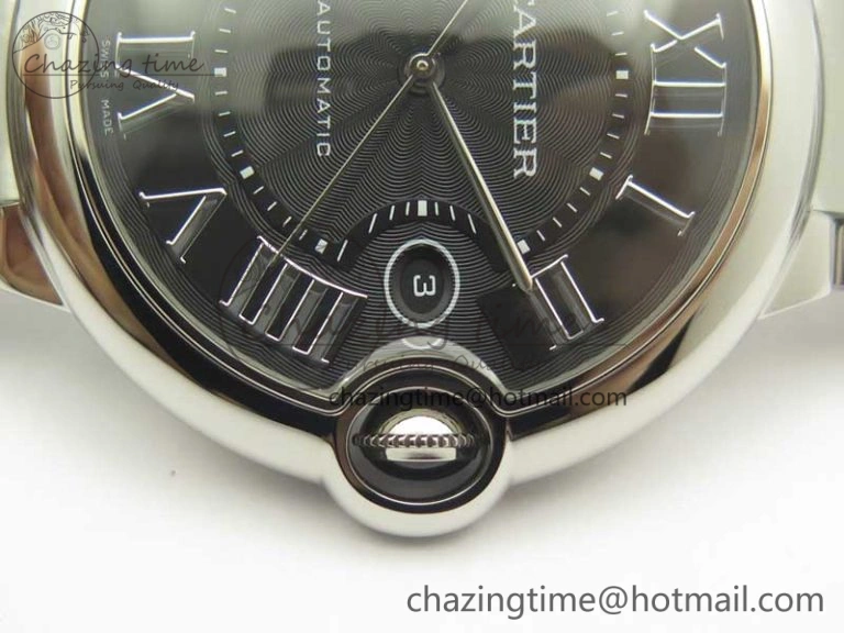 Ballon Bleu 42mm SS AF 1:1 Best Edition Black Texture Dial on SS Bracelet A2892