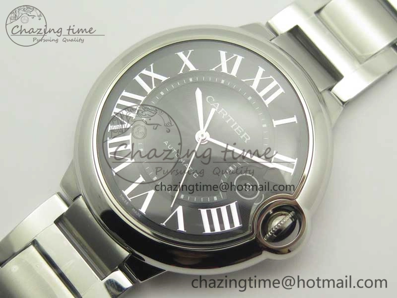 Ballon Bleu 42mm SS AF 1:1 Best Edition Black Texture Dial on SS Bracelet A2892
