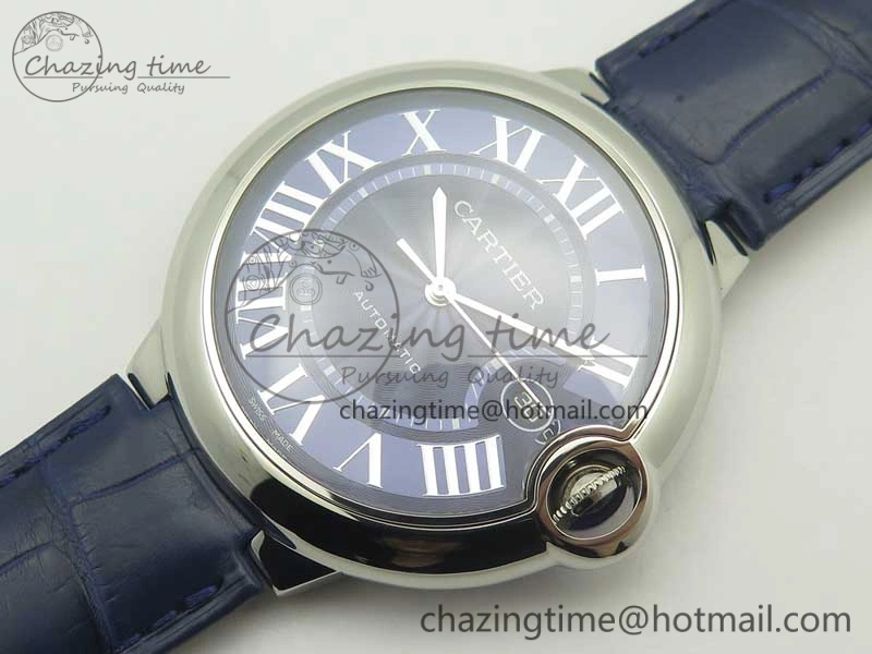 Ballon Bleu 42mm SS AF 1:1 Best Edition Blue Texture Dial on Blue Crocodile Strap A2892
