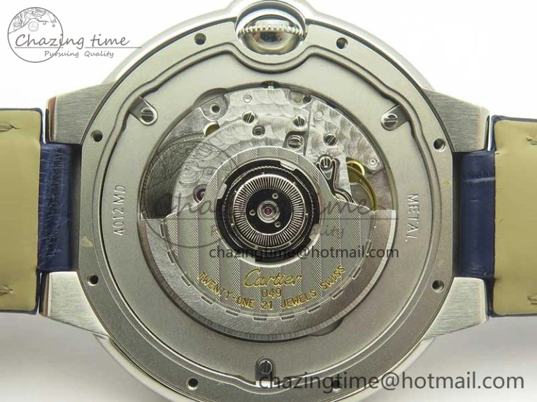 Ballon Bleu 42mm SS AF 1:1 Best Edition Blue Texture Dial on Blue Crocodile Strap A2892