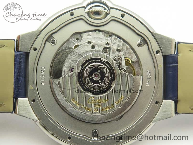 Ballon Bleu 42mm SS AF 1:1 Best Edition Blue Texture Dial on Blue Crocodile Strap A2892