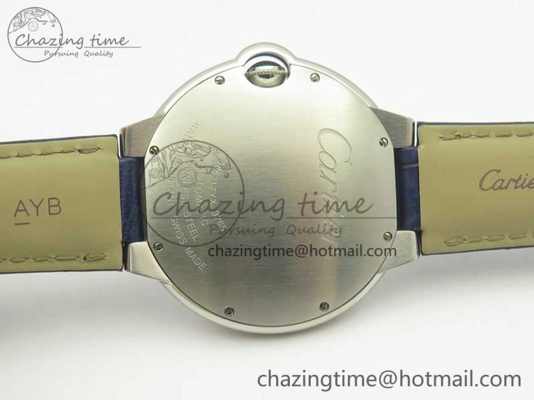 Ballon Bleu 42mm SS AF 1:1 Best Edition Blue Texture Dial on Blue Crocodile Strap A2892