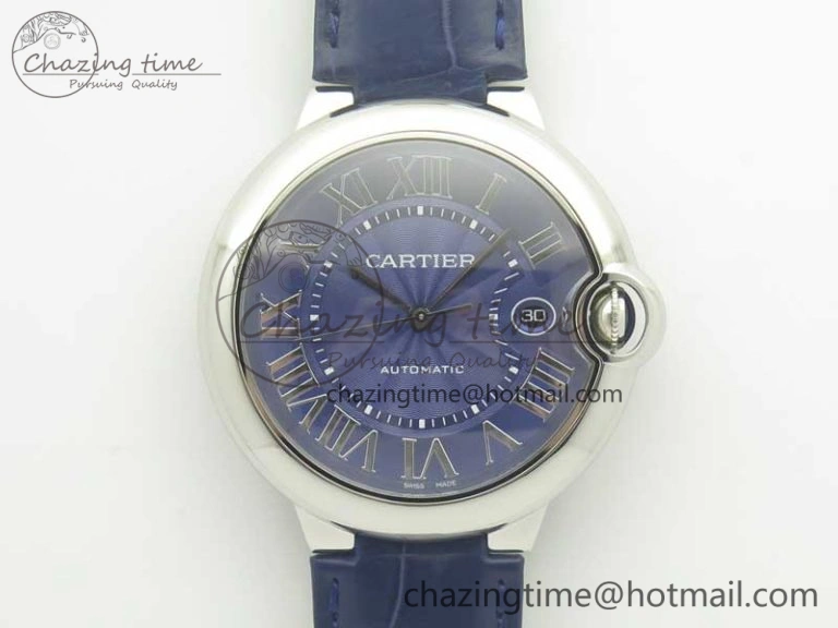 Ballon Bleu 42mm SS AF 1:1 Best Edition Blue Texture Dial on Blue Crocodile Strap A2892