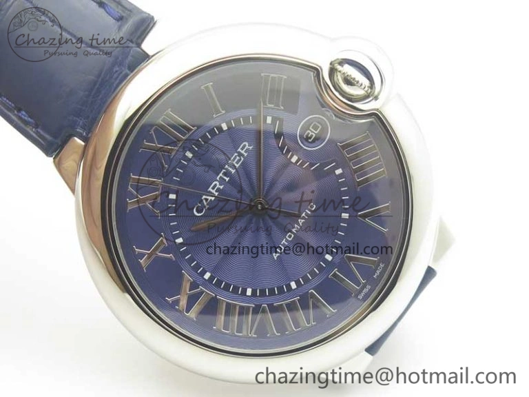 Ballon Bleu 42mm SS AF 1:1 Best Edition Blue Texture Dial on Blue Crocodile Strap A2892