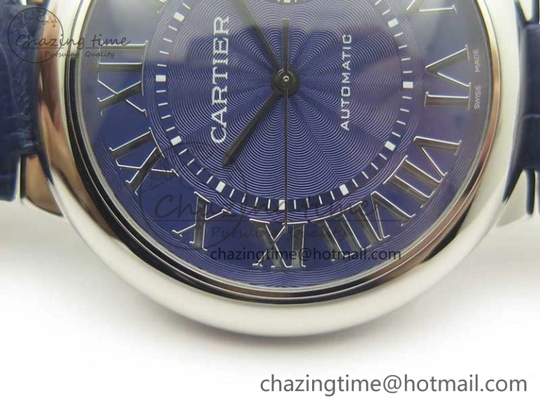 Ballon Bleu 42mm SS AF 1:1 Best Edition Blue Texture Dial on Blue Crocodile Strap A2892