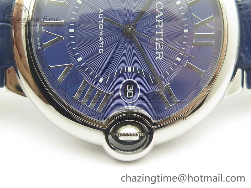 Ballon Bleu 42mm SS AF 1:1 Best Edition Blue Texture Dial on Blue Crocodile Strap A2892