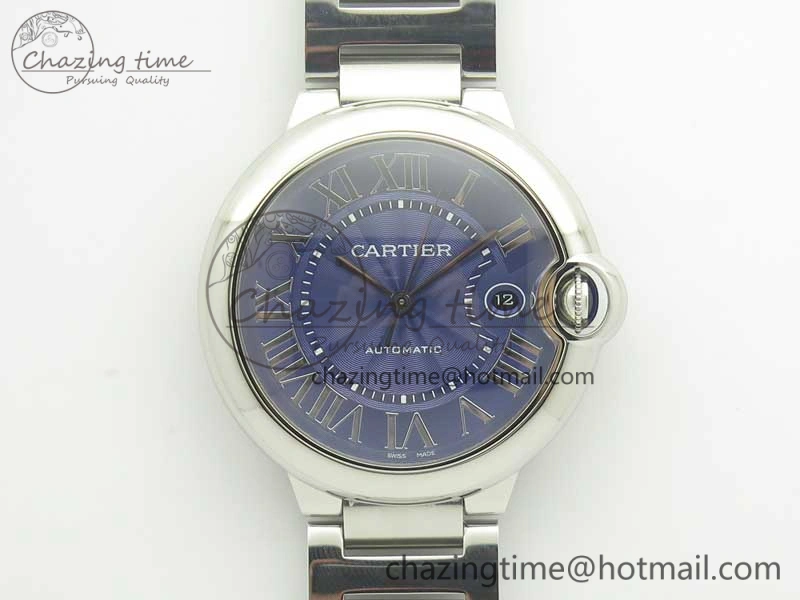 Ballon Bleu 42mm SS AF 1:1 Best Edition Blue Texture Dial on SS Bracelet A2892