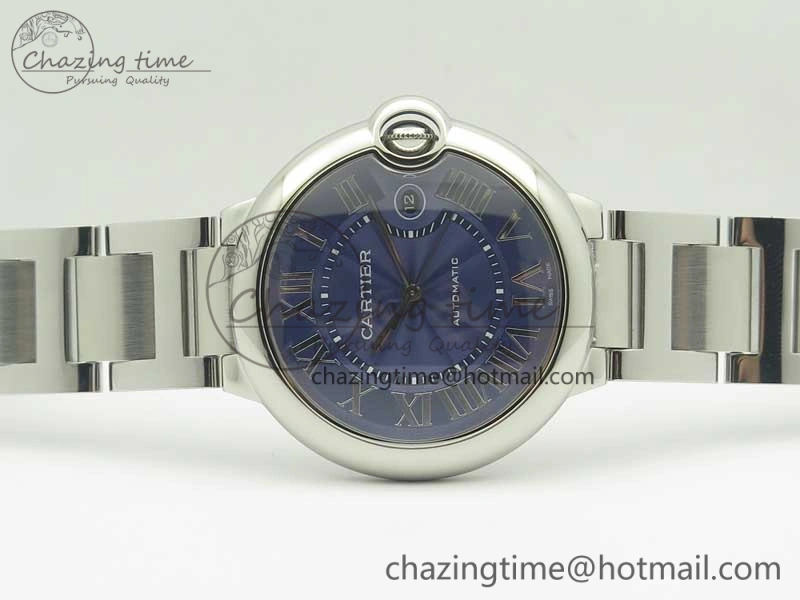 Ballon Bleu 42mm SS AF 1:1 Best Edition Blue Texture Dial on SS Bracelet A2892
