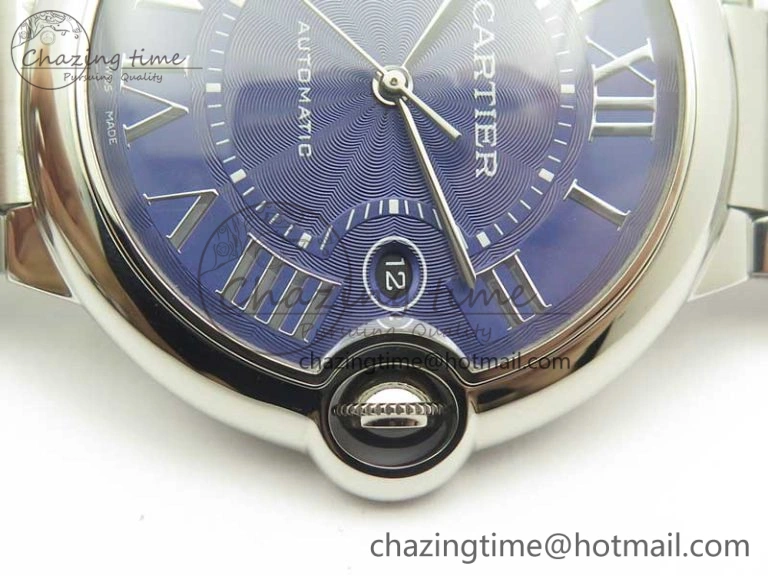 Ballon Bleu 42mm SS AF 1:1 Best Edition Blue Texture Dial on SS Bracelet A2892