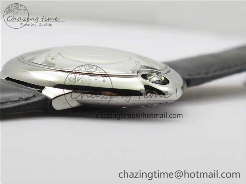 Ballon Bleu 42mm SS AF 1:1 Best Edition White Texture Dial on Black Croco Strap A2824