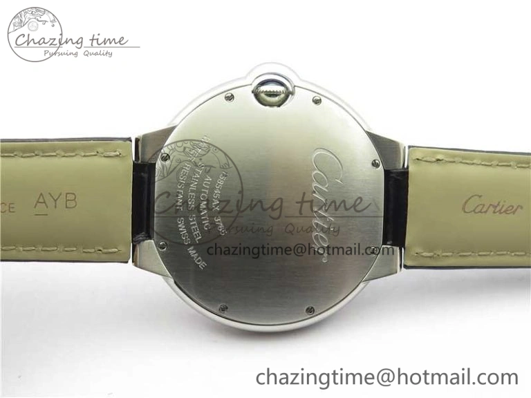 Ballon Bleu 42mm SS AF 1:1 Best Edition White Texture Dial on Black Croco Strap A2824