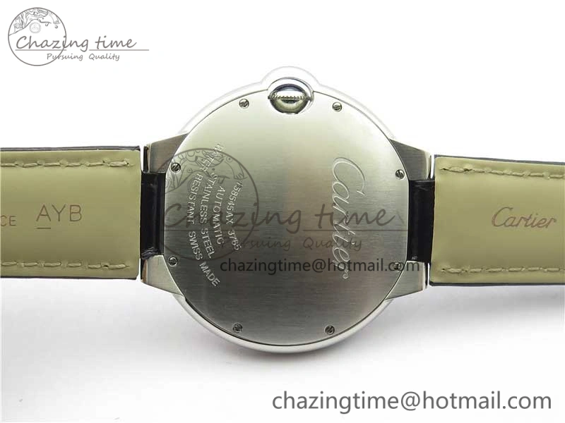 Ballon Bleu 42mm SS AF 1:1 Best Edition White Texture Dial on Black Croco Strap A2824