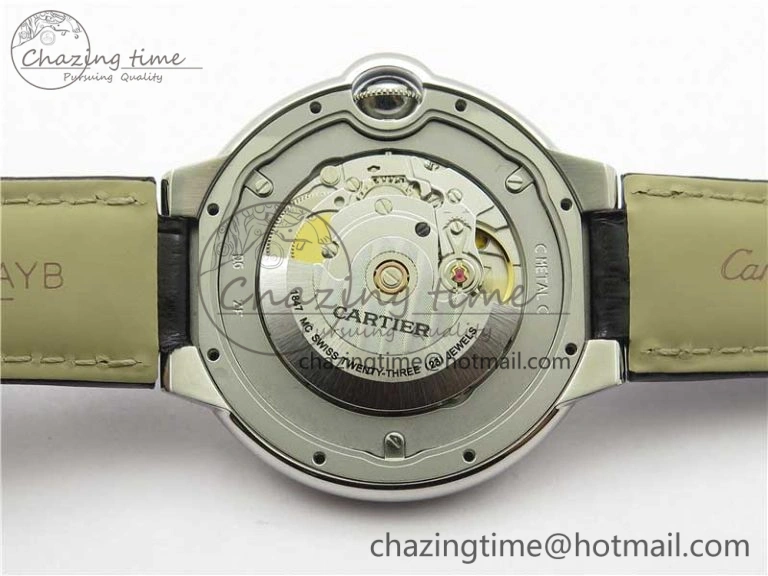Ballon Bleu 42mm SS AF 1:1 Best Edition White Texture Dial on Black Croco Strap A2824