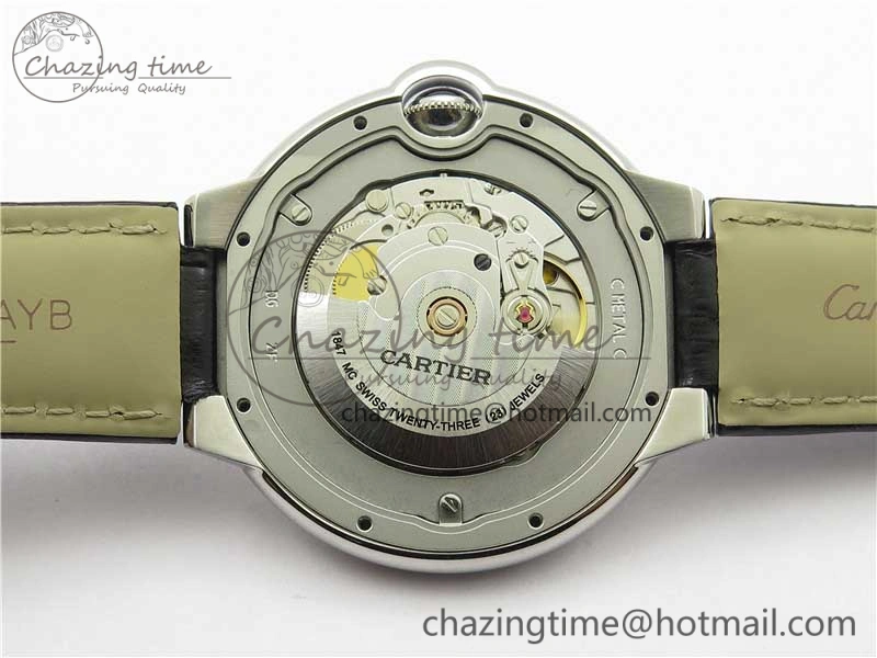 Ballon Bleu 42mm SS AF 1:1 Best Edition White Texture Dial on Black Croco Strap A2824