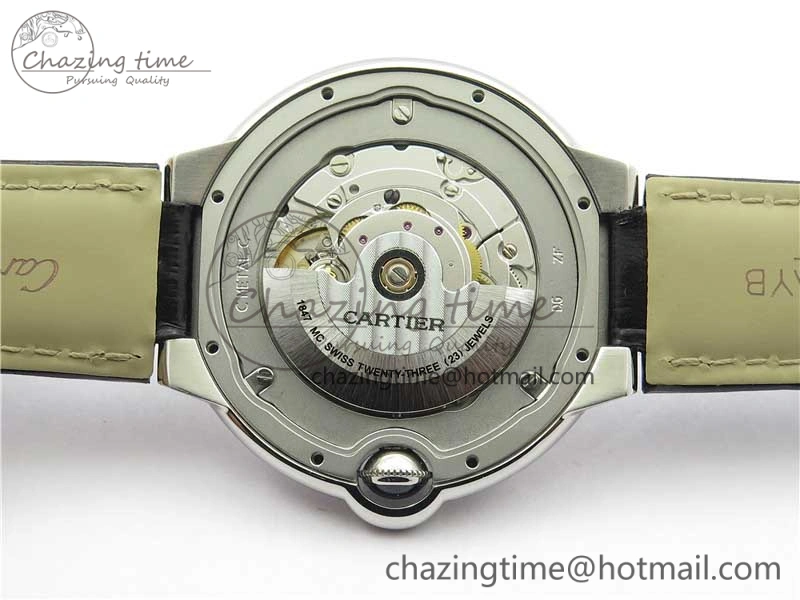 Ballon Bleu 42mm SS AF 1:1 Best Edition White Texture Dial on Black Croco Strap A2824