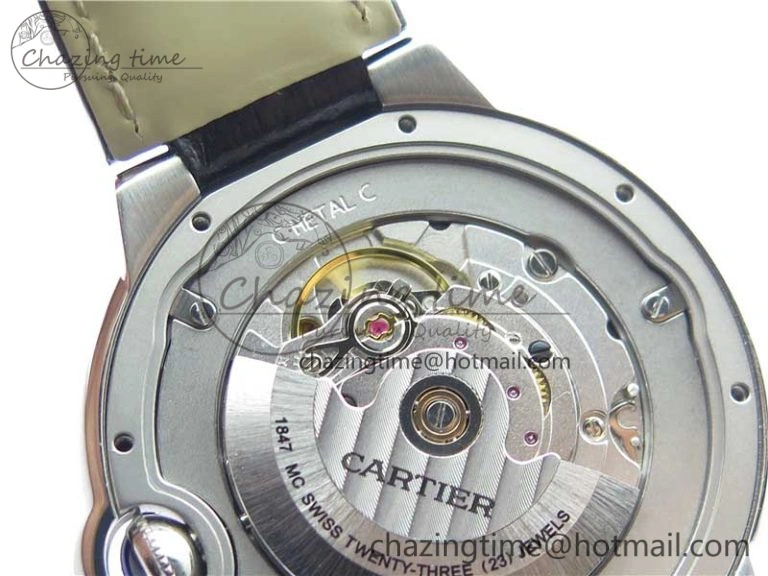 Ballon Bleu 42mm SS AF 1:1 Best Edition White Texture Dial on Black Croco Strap A2824