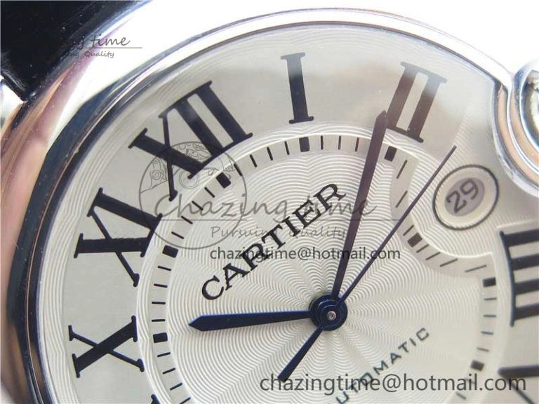 Ballon Bleu 42mm SS AF 1:1 Best Edition White Texture Dial on Black Croco Strap A2824
