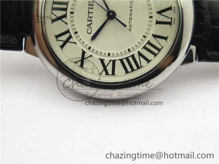 Ballon Bleu 42mm SS AF 1:1 Best Edition White Texture Dial on Black Croco Strap A2824