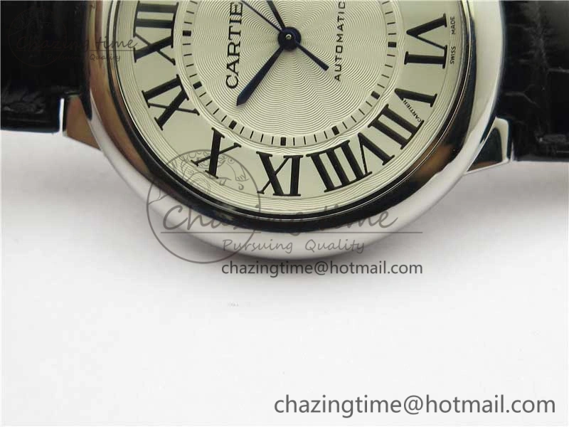 Ballon Bleu 42mm SS AF 1:1 Best Edition White Texture Dial on Black Croco Strap A2824