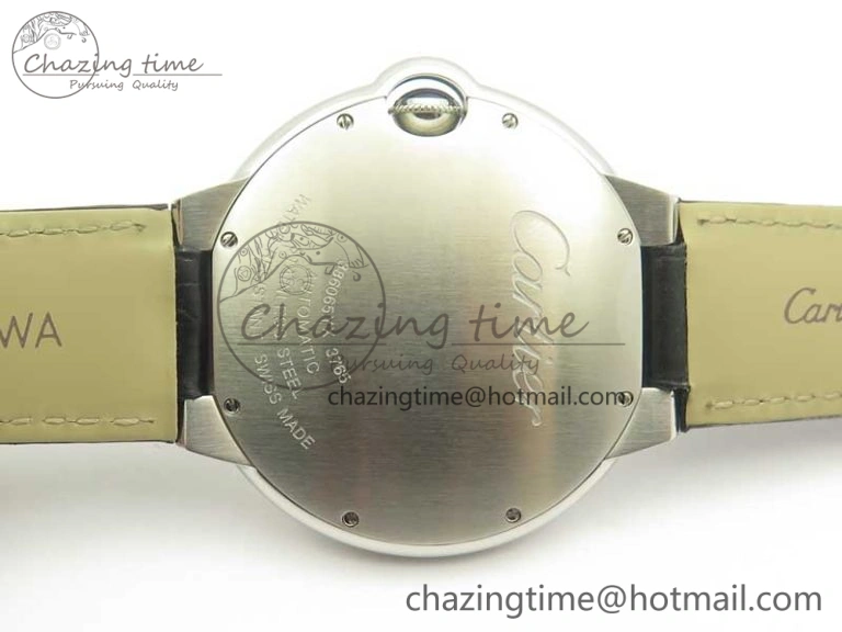 Ballon Bleu 42mm SS AF 1:1 Best Edition White Texture Dial on Black Crocodile Strap A2892