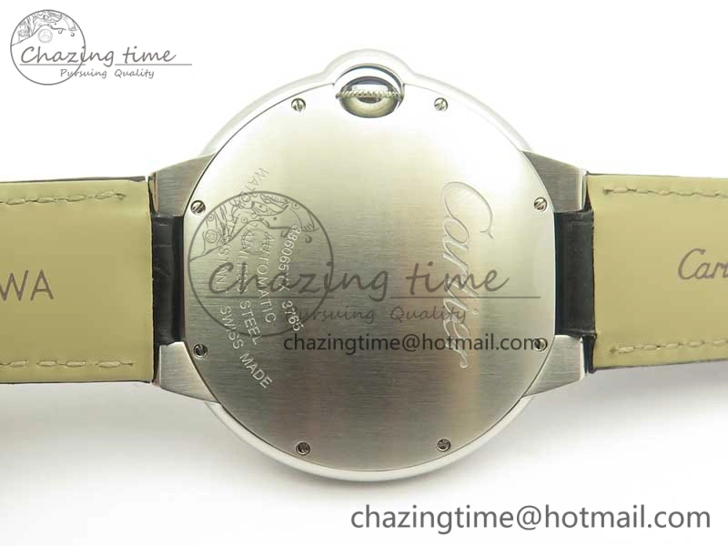 Ballon Bleu 42mm SS AF 1:1 Best Edition White Texture Dial on Black Crocodile Strap A2892