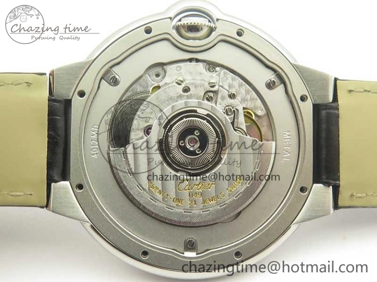 Ballon Bleu 42mm SS AF 1:1 Best Edition White Texture Dial on Black Crocodile Strap A2892