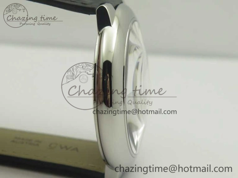 Ballon Bleu 42mm SS AF 1:1 Best Edition White Texture Dial on Black Crocodile Strap A2892
