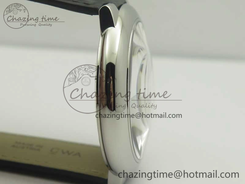 Ballon Bleu 42mm SS AF 1:1 Best Edition White Texture Dial on Black Crocodile Strap A2892