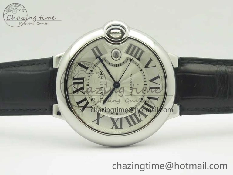 Ballon Bleu 42mm SS AF 1:1 Best Edition White Texture Dial on Black Crocodile Strap A2892