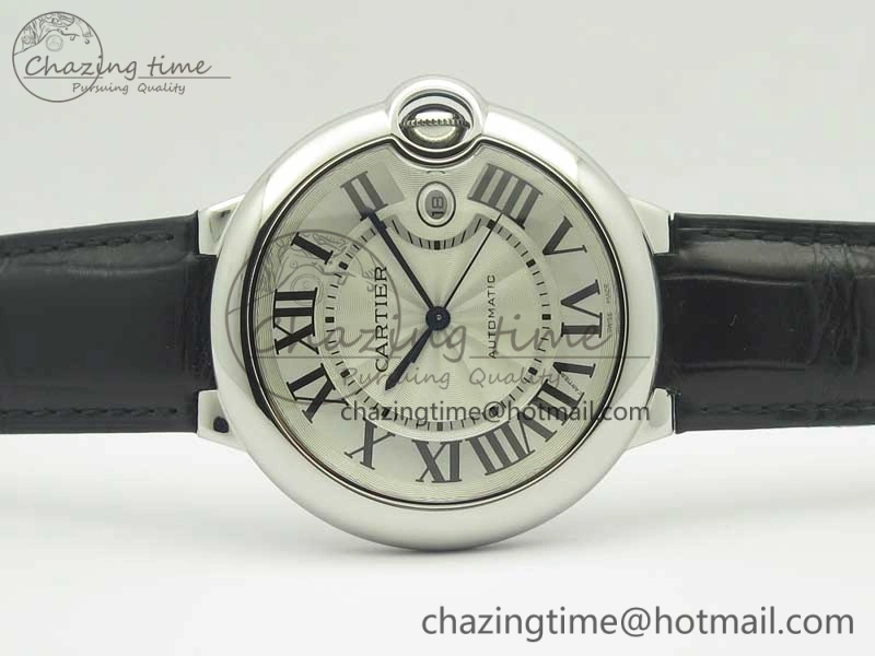 Ballon Bleu 42mm SS AF 1:1 Best Edition White Texture Dial on Black Crocodile Strap A2892