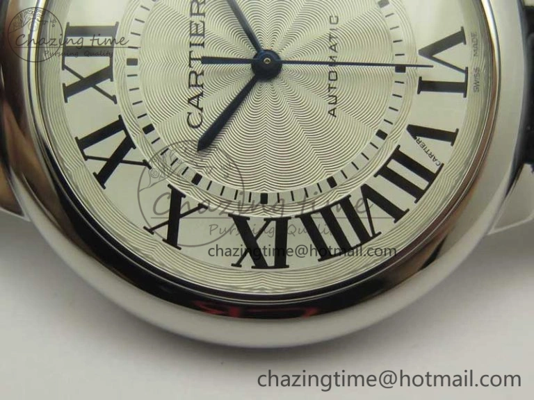Ballon Bleu 42mm SS AF 1:1 Best Edition White Texture Dial on Black Crocodile Strap A2892