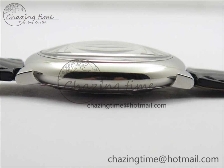 Ballon Bleu 42mm SS AF 1:1 Best Edition White Texture Dial on Black Leather Strap A2824