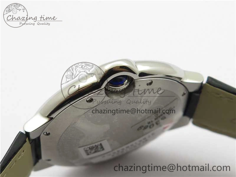 Ballon Bleu 42mm SS AF 1:1 Best Edition White Texture Dial on Black Leather Strap A2824