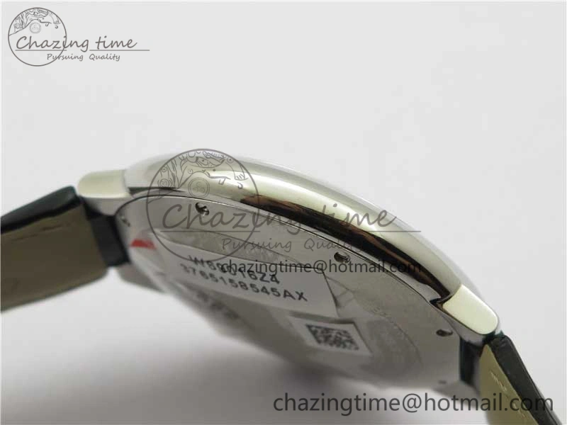 Ballon Bleu 42mm SS AF 1:1 Best Edition White Texture Dial on Black Leather Strap A2824