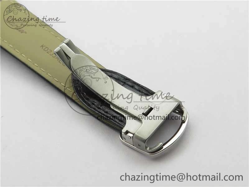 Ballon Bleu 42mm SS AF 1:1 Best Edition White Texture Dial on Black Leather Strap A2824