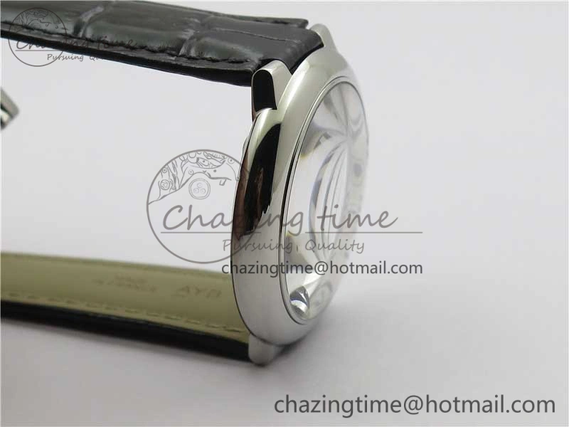 Ballon Bleu 42mm SS AF 1:1 Best Edition White Texture Dial on Black Leather Strap A2824