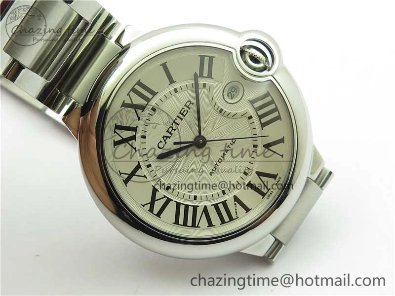 Ballon Bleu 42mm SS AF 1:1 Best Edition White Texture Dial on SS Bracelet A2824