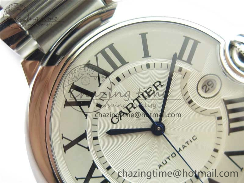 Ballon Bleu 42mm SS AF 1:1 Best Edition White Texture Dial on SS Bracelet A2824