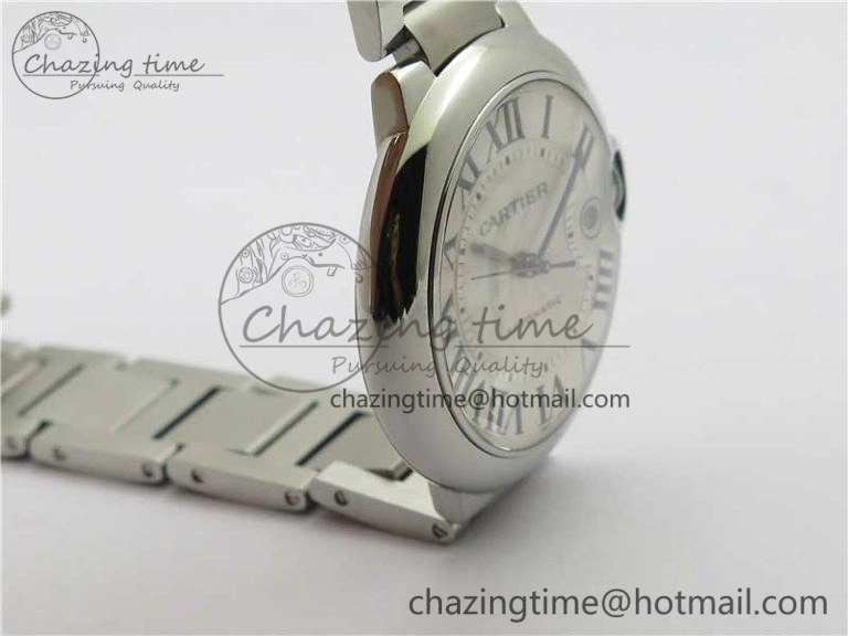 Ballon Bleu 42mm SS AF 1:1 Best Edition White Texture Dial on SS Bracelet A2824