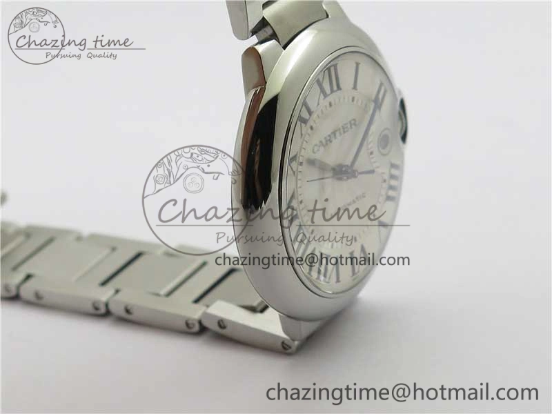 Ballon Bleu 42mm SS AF 1:1 Best Edition White Texture Dial on SS Bracelet A2824