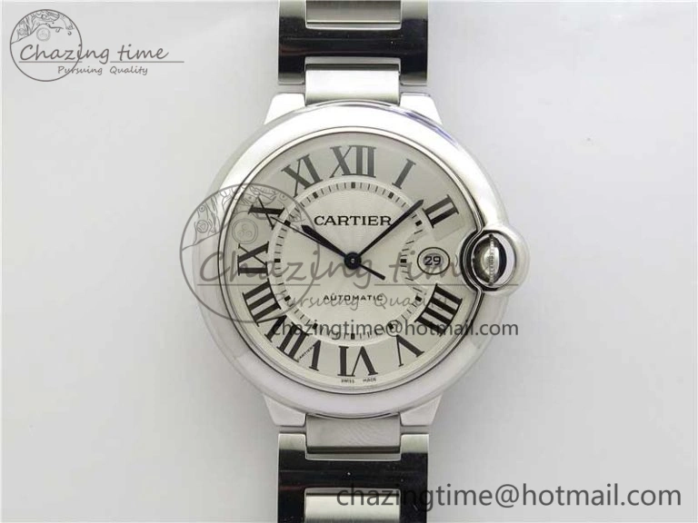 Ballon Bleu 42mm SS AF 1:1 Best Edition White Texture Dial on SS Bracelet A2824