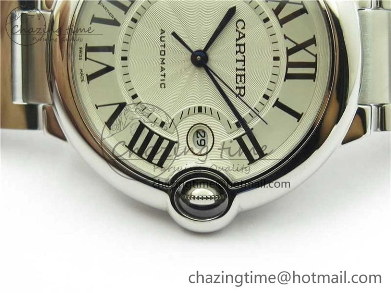 Ballon Bleu 42mm SS AF 1:1 Best Edition White Texture Dial on SS Bracelet A2824