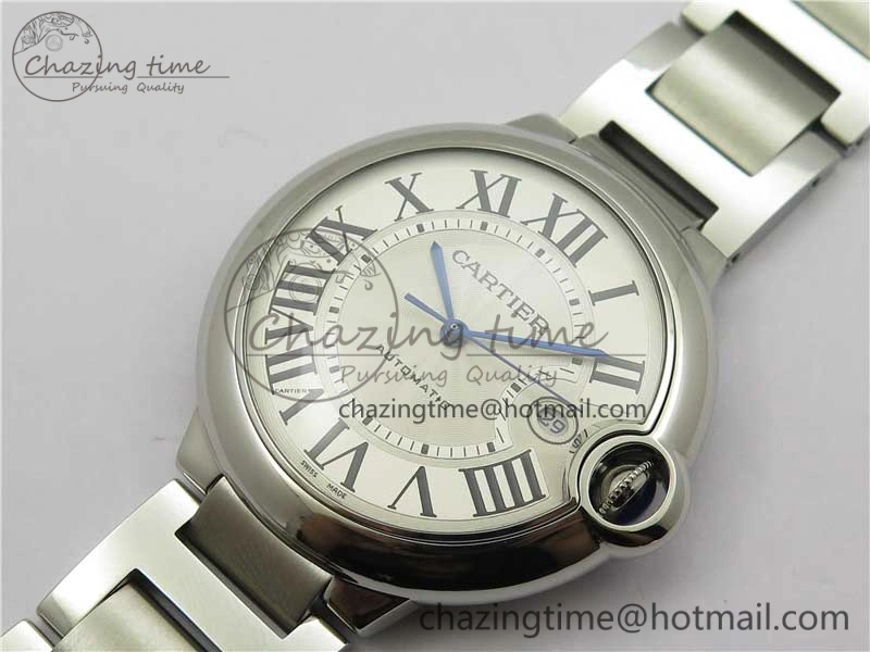 Ballon Bleu 42mm SS AF 1:1 Best Edition White Texture Dial on SS Bracelet A2824
